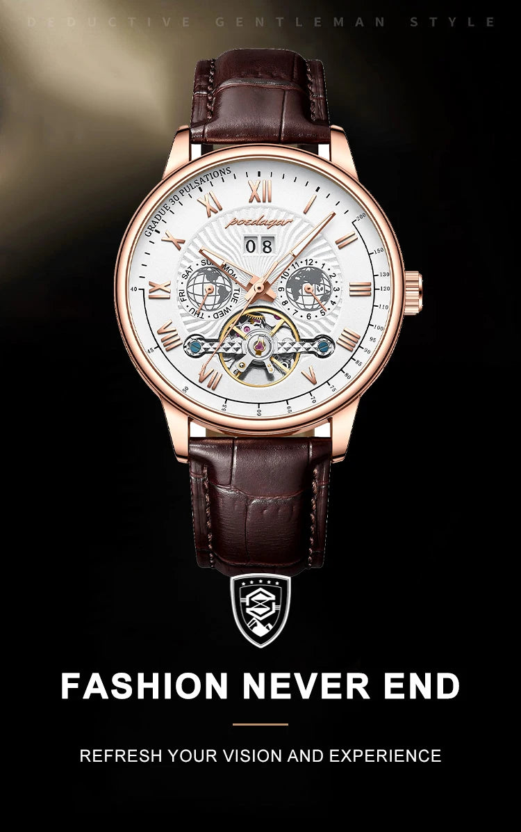 POEDAGAR Luxury Men Wristwatch Waterproof Date Week Automatic Multi Shop24
