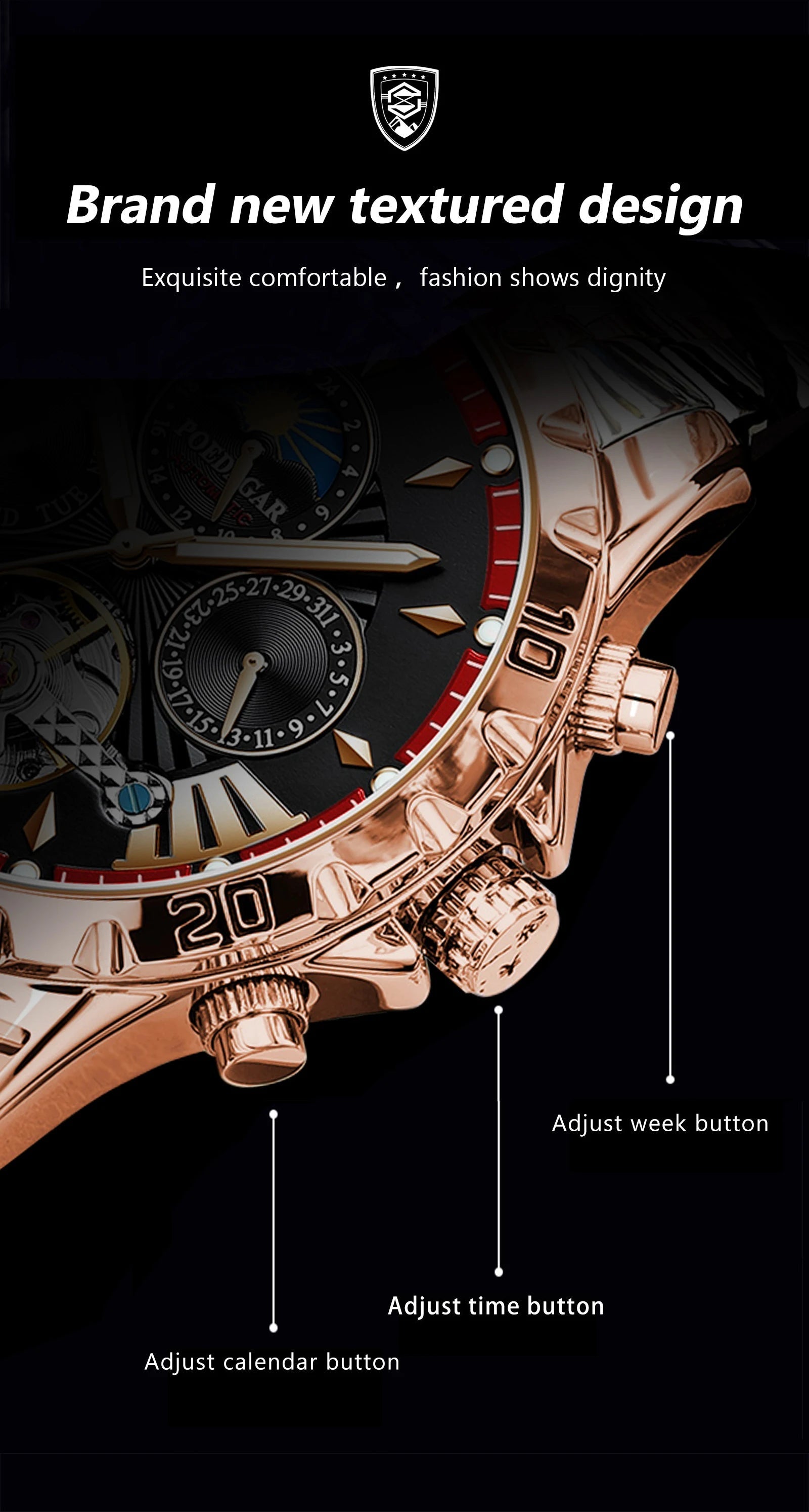 POEDAGAR Luxury Automatic Wristwatch Waterproof Multi Shop24