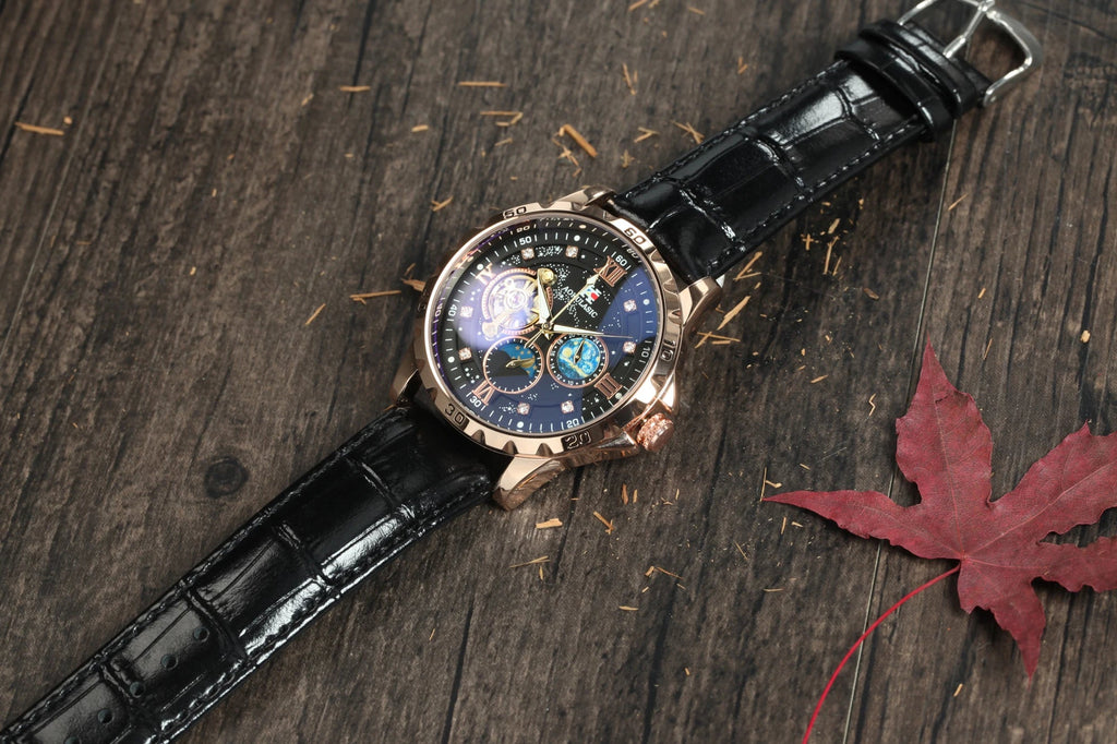 Tourbillon Skeleton Mechanical Watches Starry Sky Moon Phase Diamond Multi Shop24