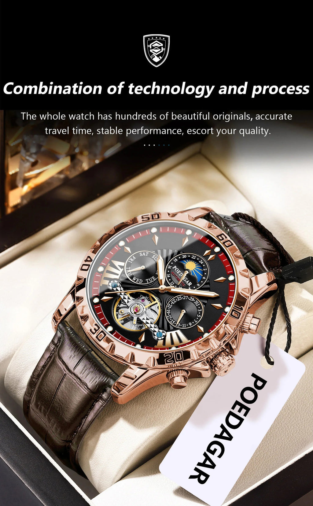 POEDAGAR Luxury Automatic Wristwatch Waterproof Multi Shop24