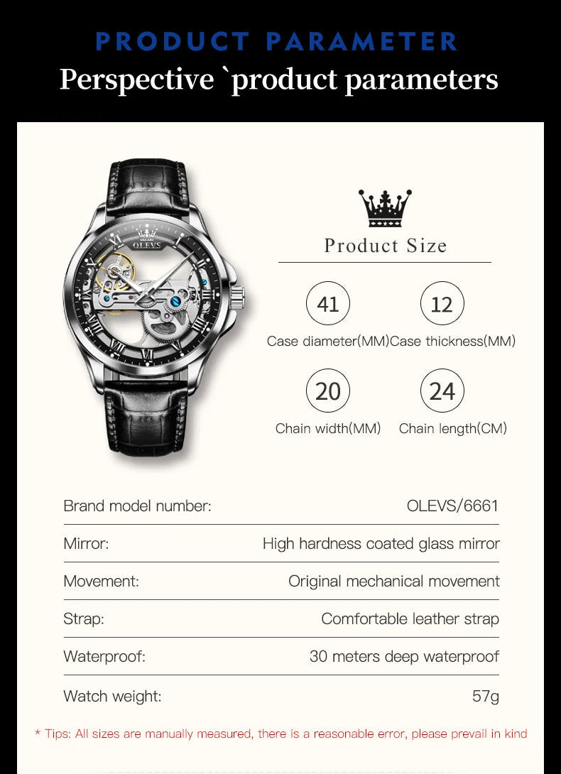 OLEVS 6661 Full Transparant Skelton Flywheel Automatic Multi Shop24
