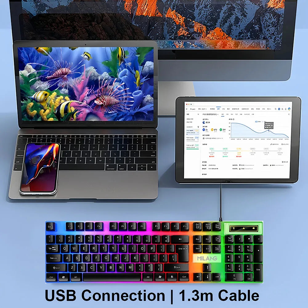 USB Wired Keyboard RGB Gaming Keyboard Multi Shop24