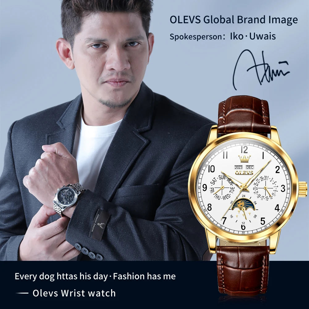 OLEVS 6698 Mens Watch Luxury Dress Brand Moon Phase Automatic Multi Shop24