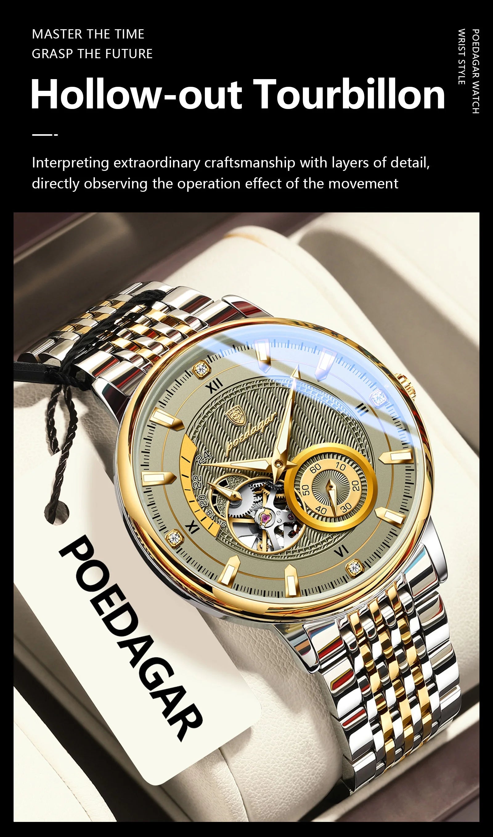 POEDAGAR Top Luxury Man Wristwatch Luminous Hollow Multi Shop24