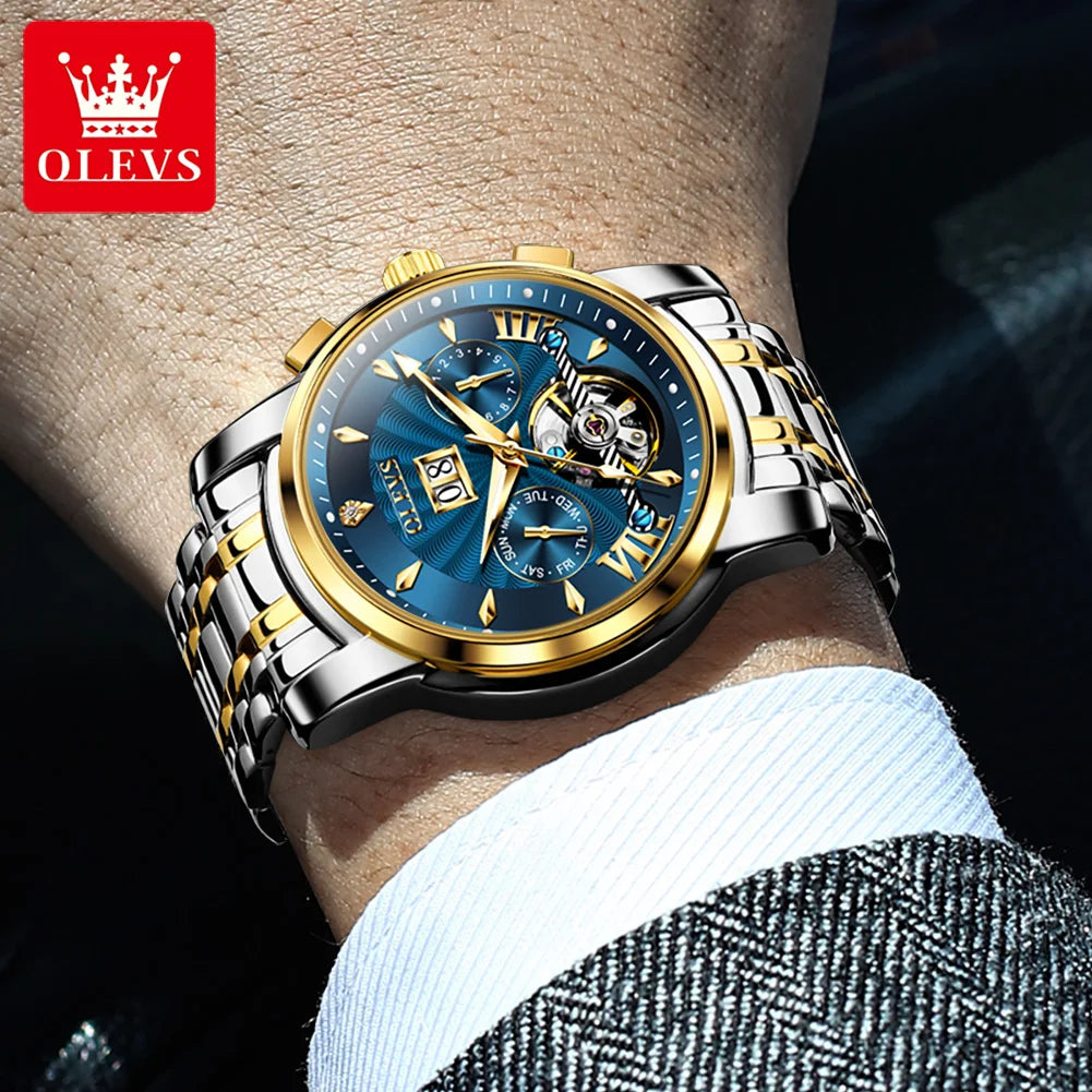 OLEVS Automatic Watch for Men Top Original Luxury Skeleton Multi Shop24