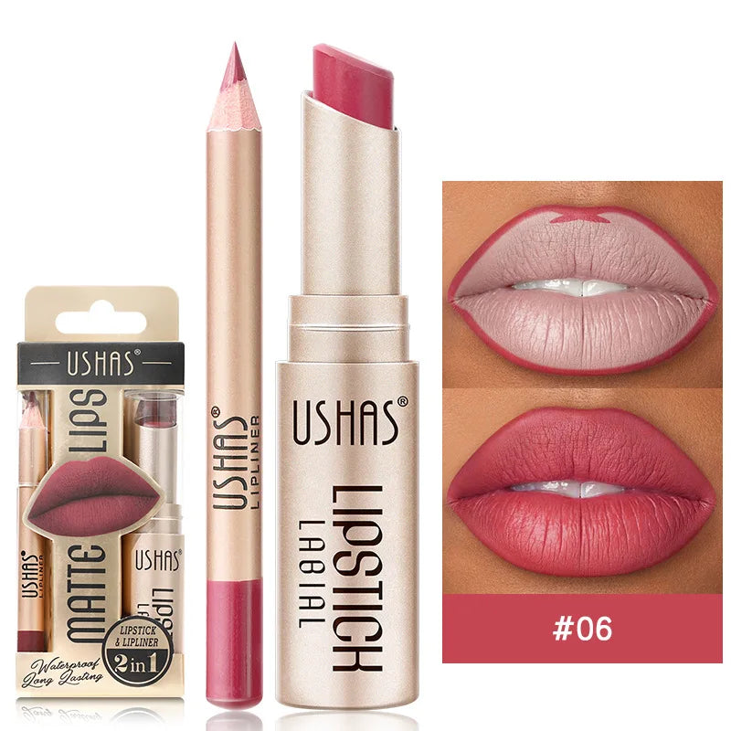 USHAS 12 Color Lip Liner + LIPSTICK Set Easy Coloring - Multi Shop24