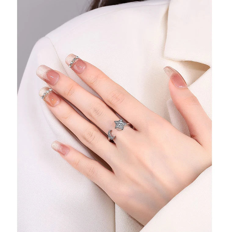 VENTFILLE 925 Sterling Silver Sunflower Diamond Zircon Rotatable Ring For Women