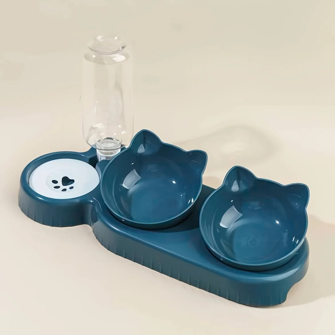 Pet Bowls With Water Feeder, 3 In 1 Ear Design Tilted Cat Water And Food Bowl Set Multi Shop24