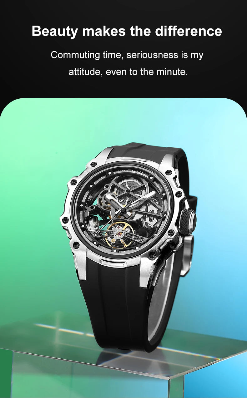 MEGIR Skeleton Dial Automatic Mechanical Watch Men Multi Shop24