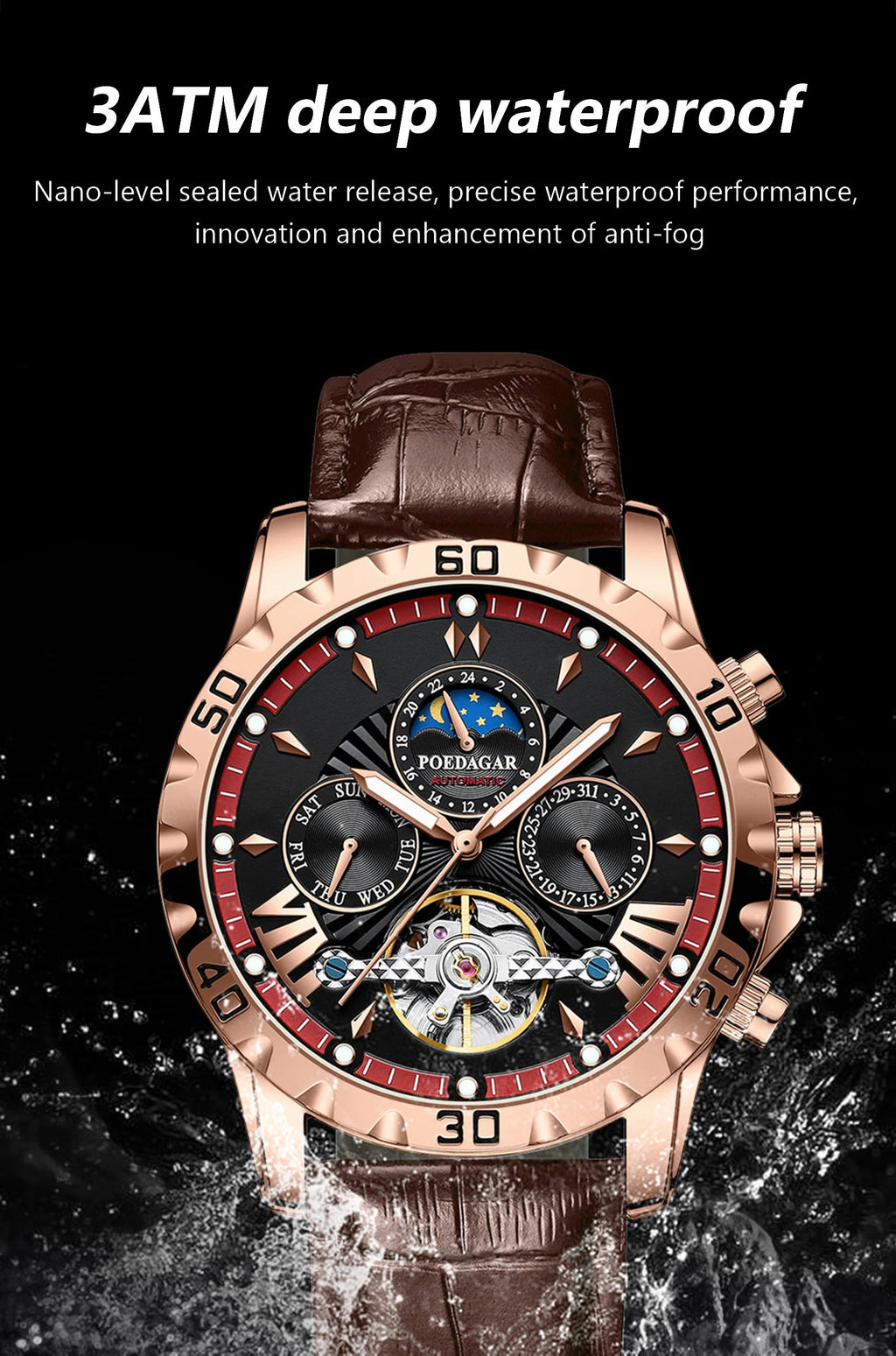 POEDAGAR Luxury Automatic Wristwatch Waterproof Multi Shop24