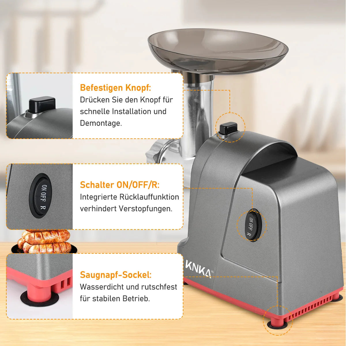 Electric Meat Grinder with 3 Stainless Steel Cutting Plates - Multi Shop24