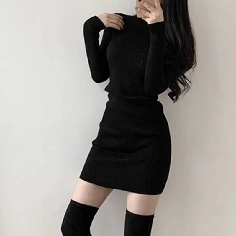 Fanan 2026 New Turtleneck Sweater Dresses Lady Sexy Slim Streetwear Bodycon Mini Dress Women Thick Basic Bottoming Dress Woman MultiShop24