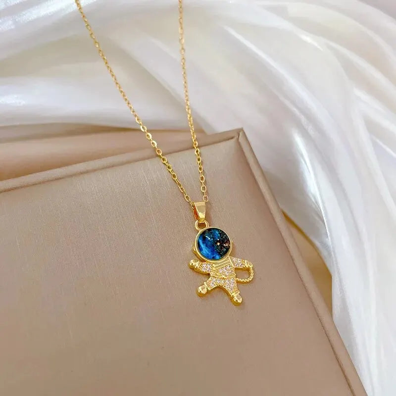 Light Luxury Titanium Steel Star Series Necklace for Women Gold Color Planet Moon Astronaut Pendant Necklaces Jewelry Gifts MultiShop24