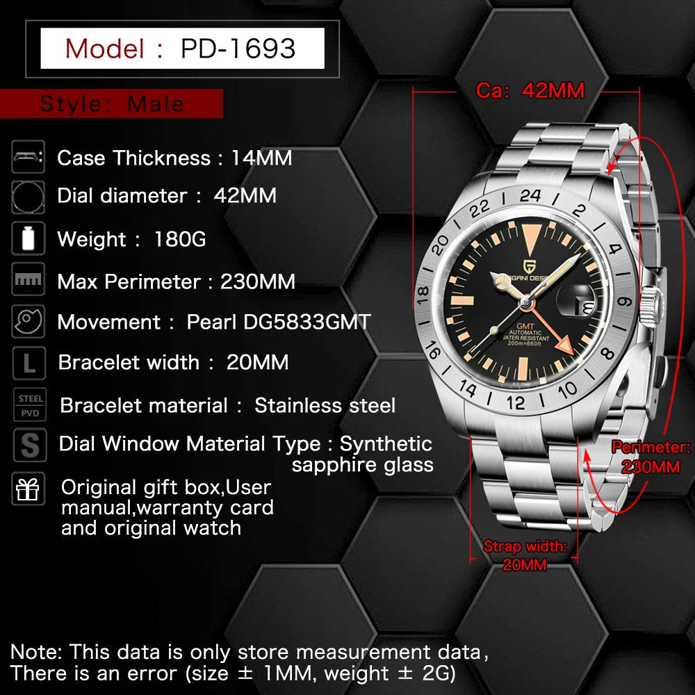 2026 New PAGANI DESIGN GMT Men Automatic Mechanical Watch Classic Multi Shop24