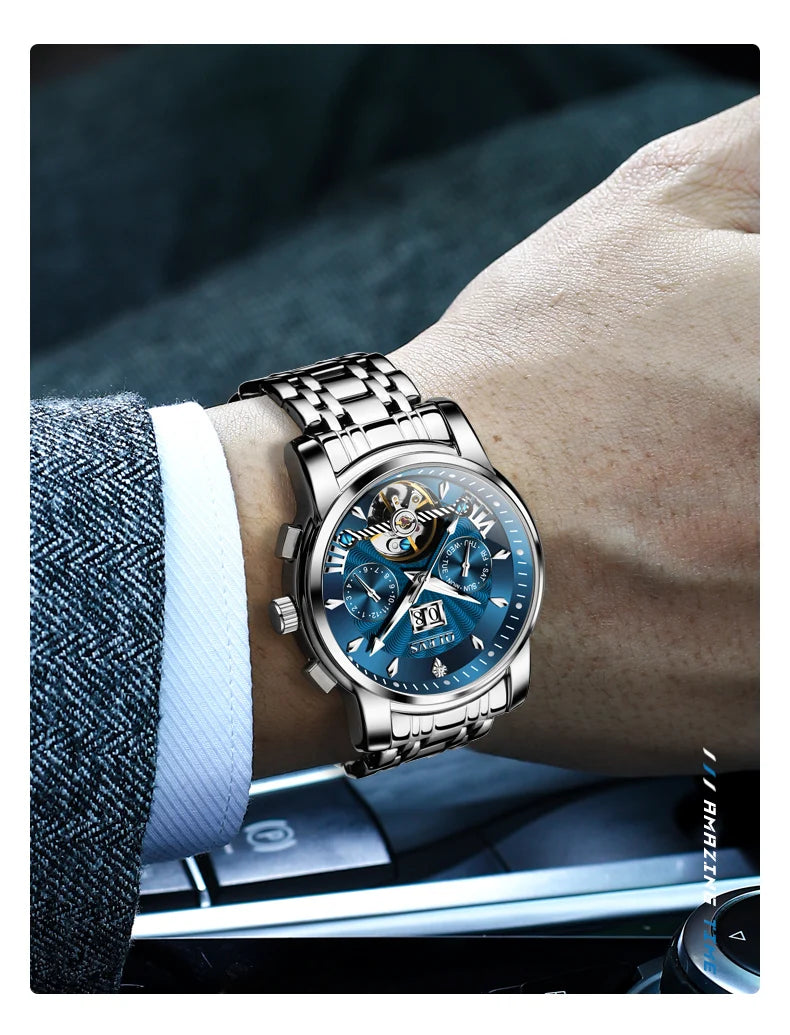 OLEVS Automatic Watch for Men Top Original Luxury Skeleton Multi Shop24