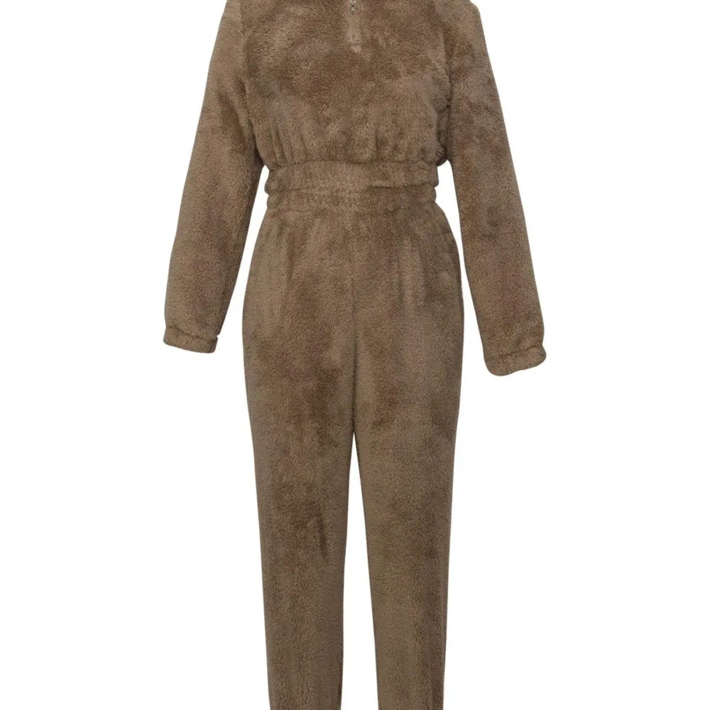 Fashion Casual Solid Color Plush Women's Suit Autumn Winter New Ultra Short Jacket Slim Warm Sports Trousers Girls 2 Piece Set MultiShop24