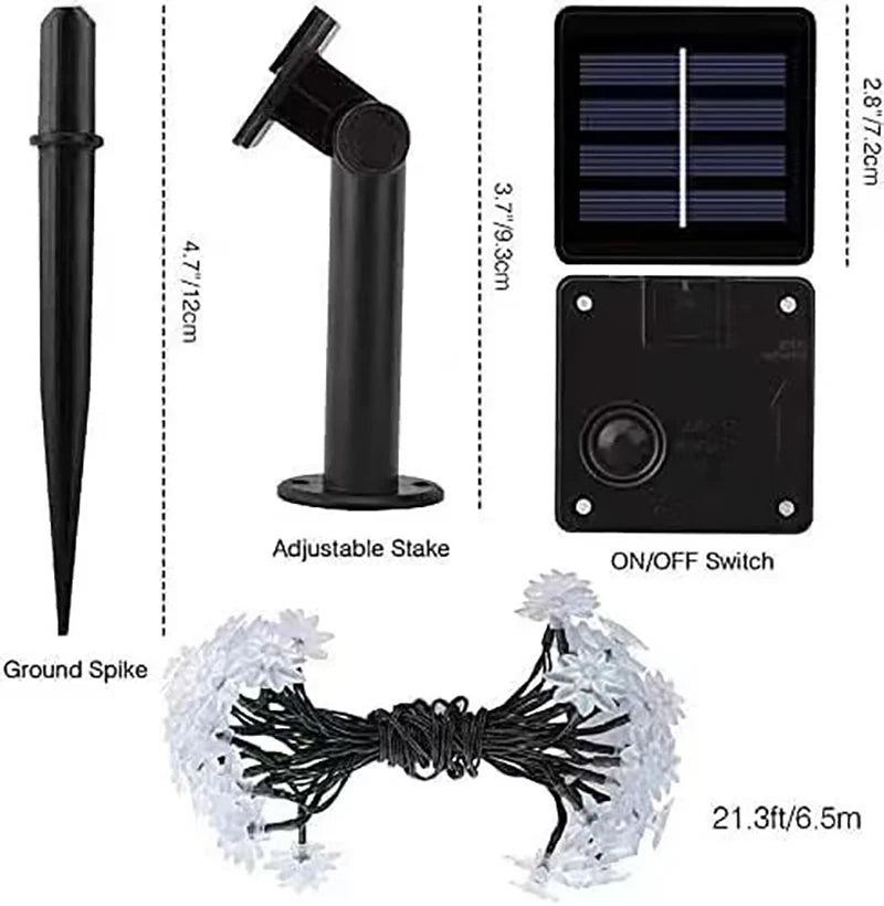 7 Colors Solar String Lights Outdoor  Lotus Flower Lamp 100/50/20LED String - Multi Shop24