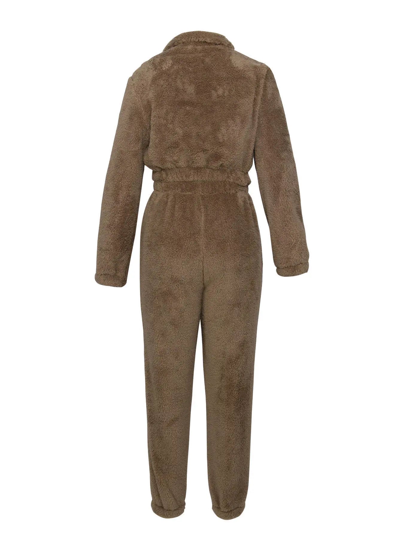 Winter New Plush Two Piece Set Casual Home Warm Suit For Women Fashion Zipper Lapel Pullover Top Elastic Waist Trousers Suit MultiShop24