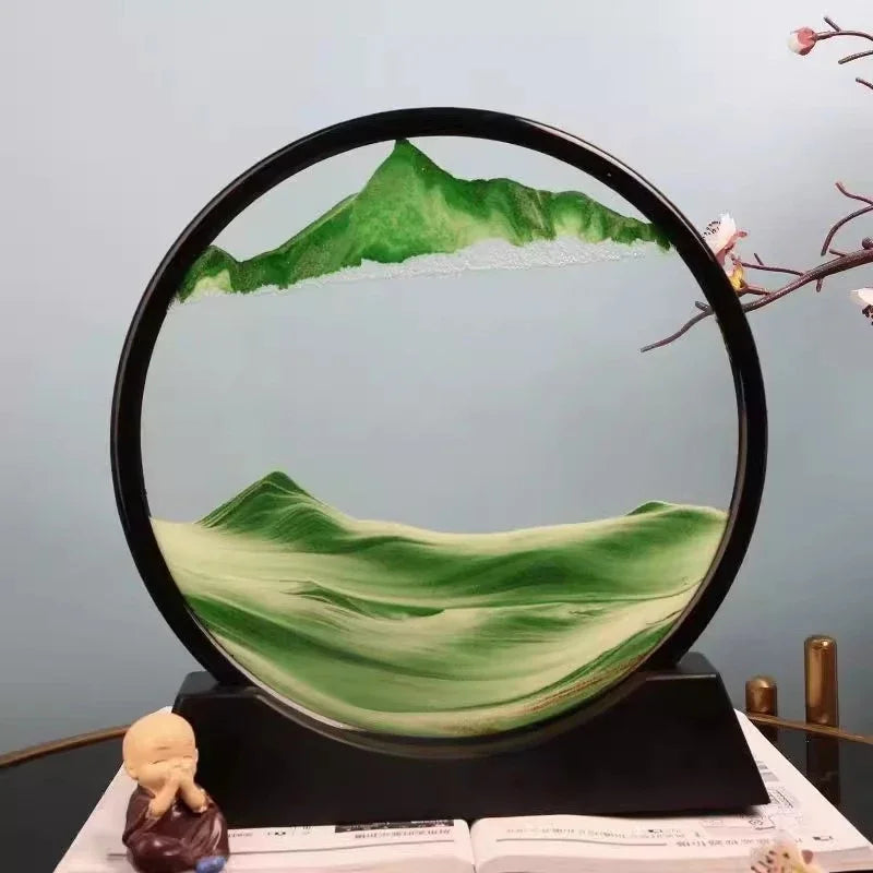 3D Moving Sand Art Picture Round Glass Deep Sea Sandscape Hourglass Multi Shop24