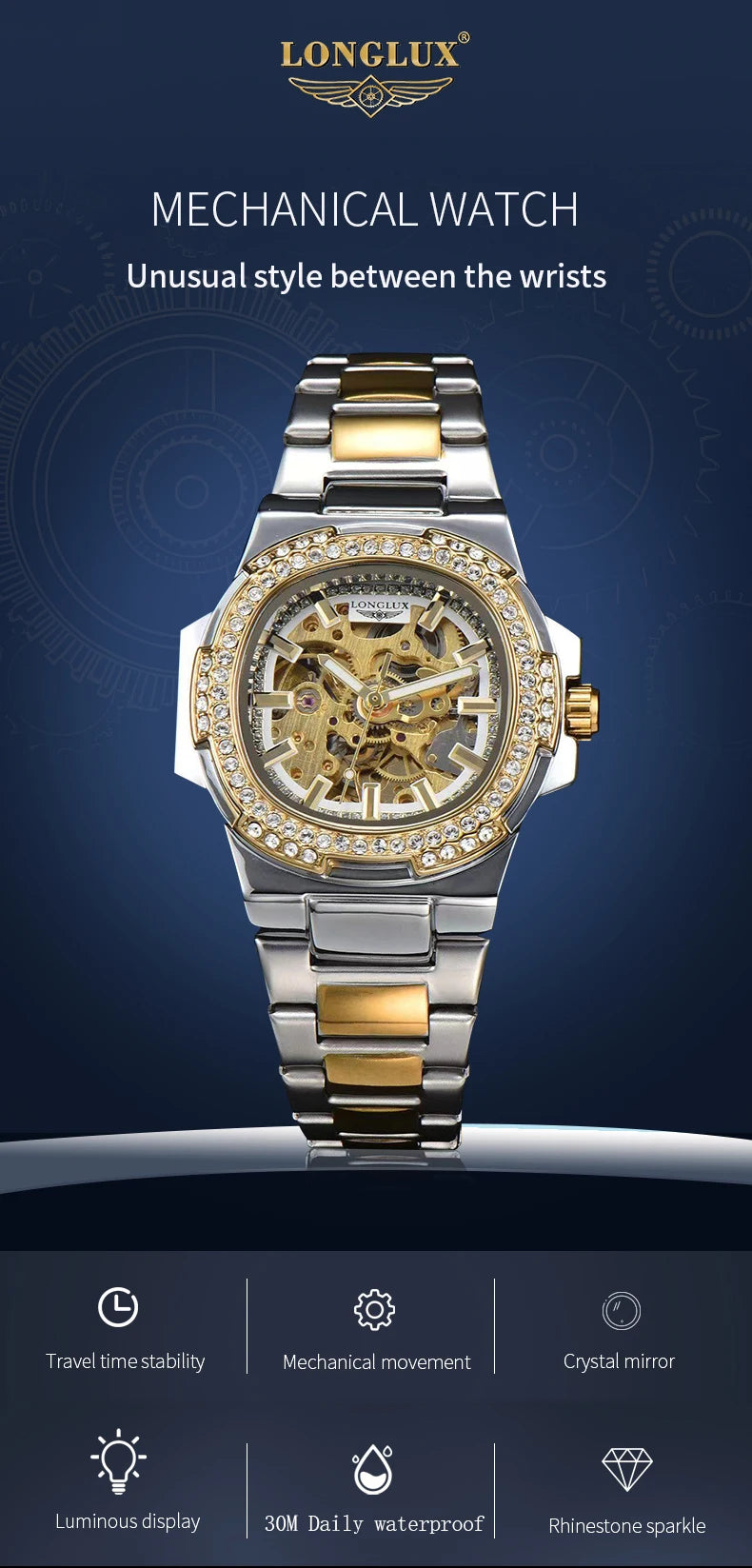 LONGLUX automatic man watch luxury stainless steel Multi Shop24