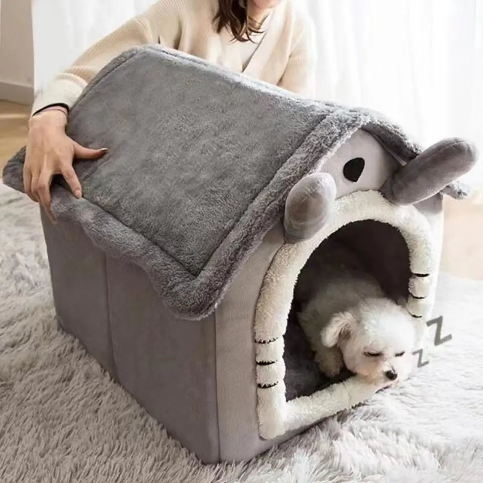 All Season Dog House Style Bed - Removable Washable Pet Bed for Small Dogs Teddy Winter Warm Cat Dog House MultiShop24