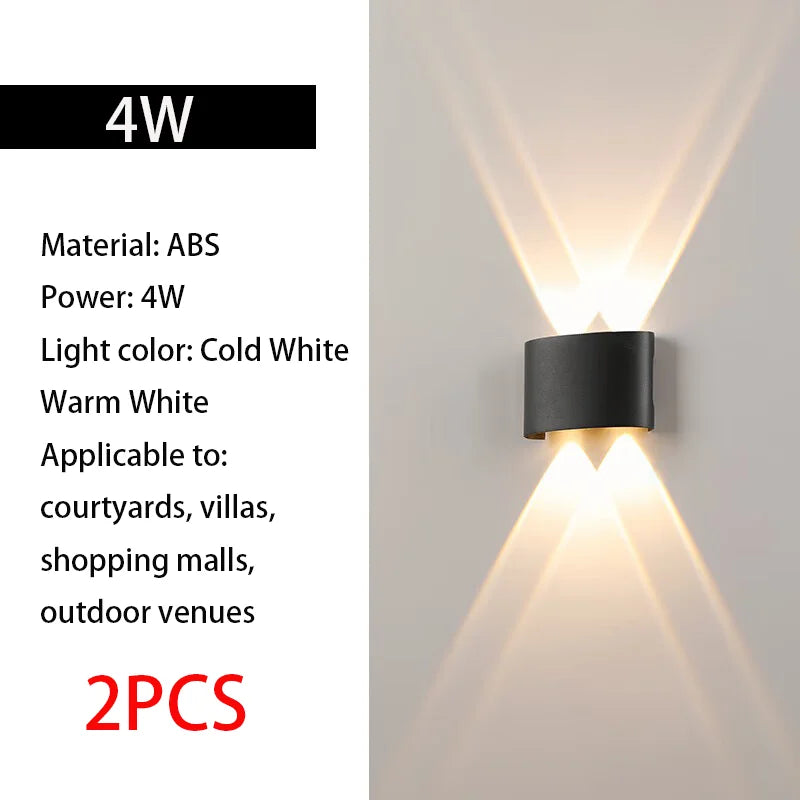 2pcs Outdoor LED Wall Light IP65 Waterproof Garden - Multi Shop24