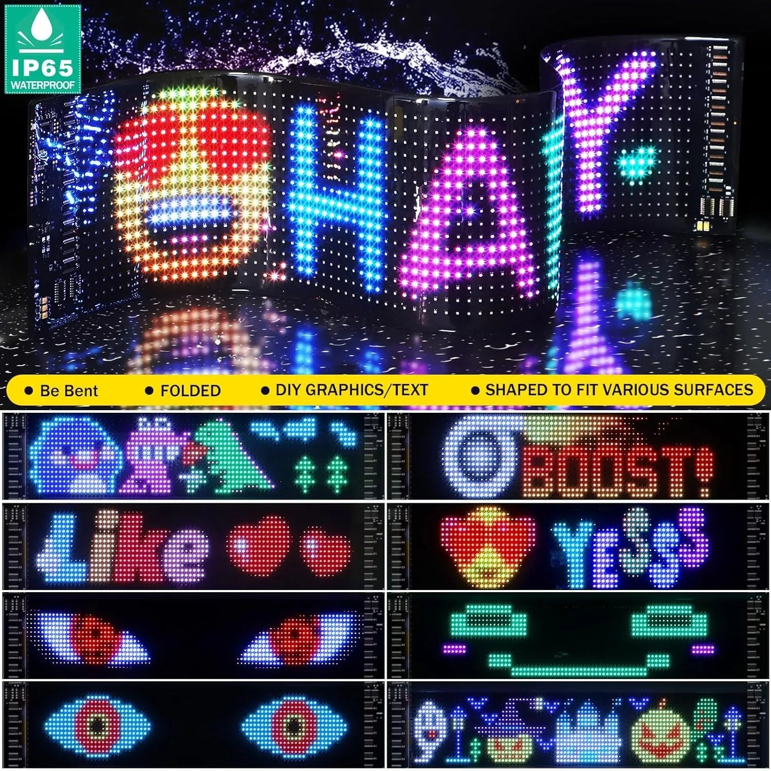 LED Flexible Screen Car Sign for Truck Eyes RGB LED Matrix Pixel Panel - Multi Shop24