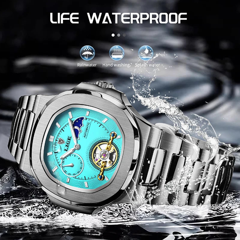 LIGE 2024 Automatic Mens Watch Fashion Stainless Steel Luxury Watches Men Multi Shop24