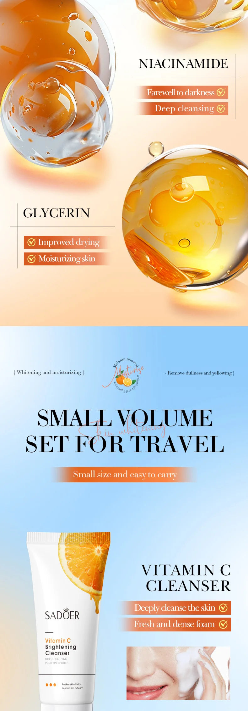 Orange Vitamin C Brightening Travel Kit 5-Piece – Hydrating Radiance-Boost