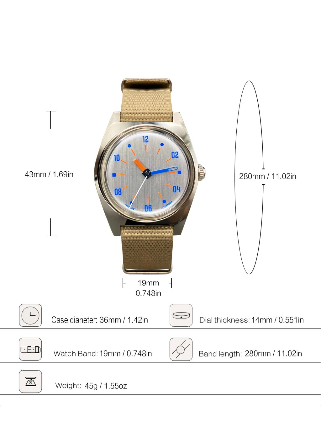 7120 Hand-Wind Mechanical Watch Men 36mm Multi Shop24