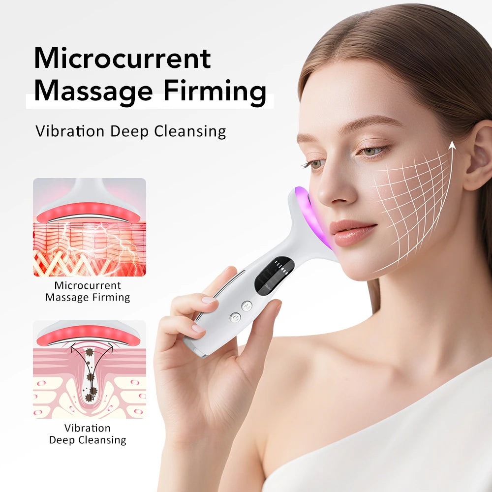 Micro-current Neck & Face Beauty Device LED IPL Skin