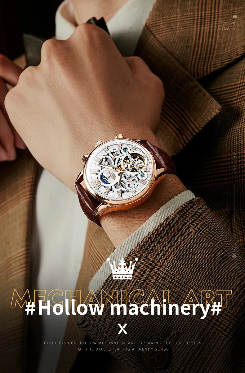 OLEVS 6658 Mens Watch Business Leather Strap Reloj Multi Shop24