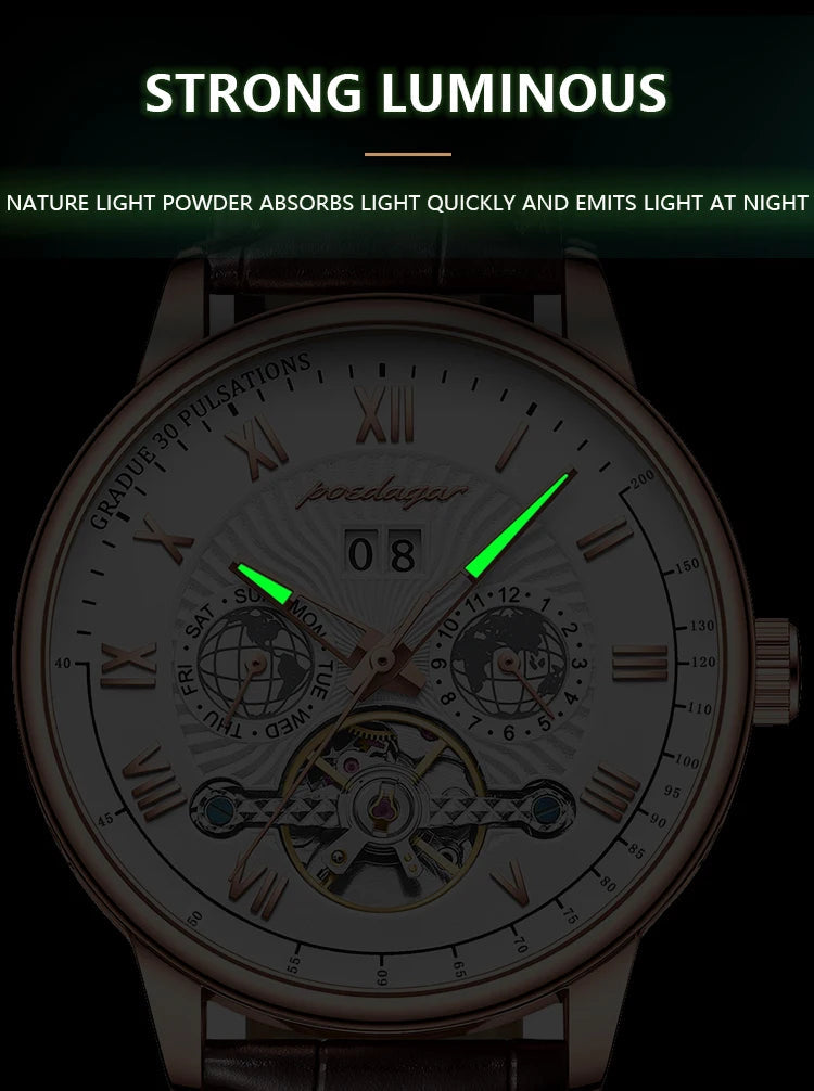 POEDAGAR Luxury Men Wristwatch Waterproof Date Week Automatic Multi Shop24