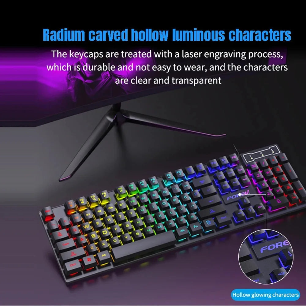 104 Keys Wired Keyboard RGB Colorful Gaming Keyboard Multi Shop24
