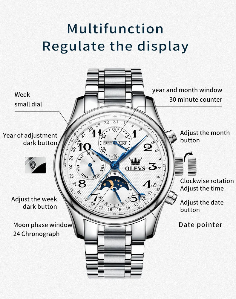 OLEVS 6667 Men's Watch Fashion Number Scale Mechanical Watch For Men Top Multi Shop24