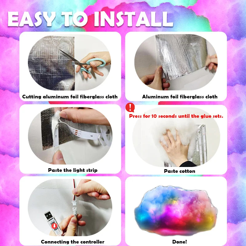 3D Big Cloud Lightning Light 360 Degree Wireless Remote APP Music Sync Multicolor - Multi Shop24