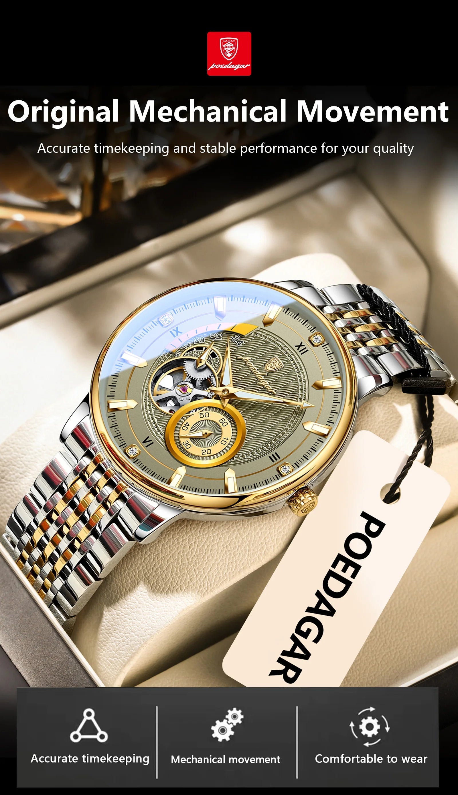 POEDAGAR Top Luxury Man Wristwatch Luminous Hollow Multi Shop24