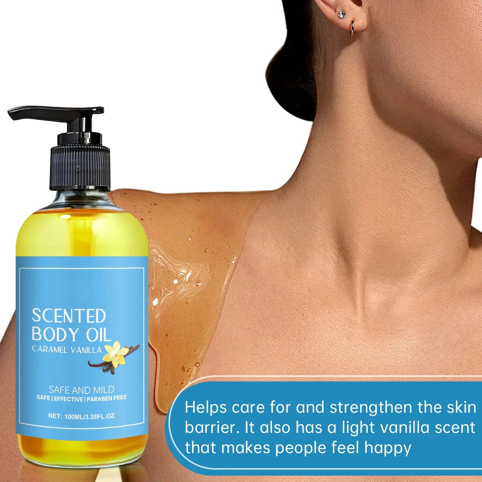 Stress Relief Vanilla Massage Oil - Deeply moisturizes, soothes muscles