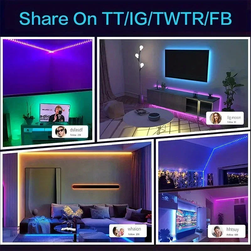 RGB Flexible LED Strip Lights USB Neon Rope Lights Remote App Control Music Sync Color Multi Shop24