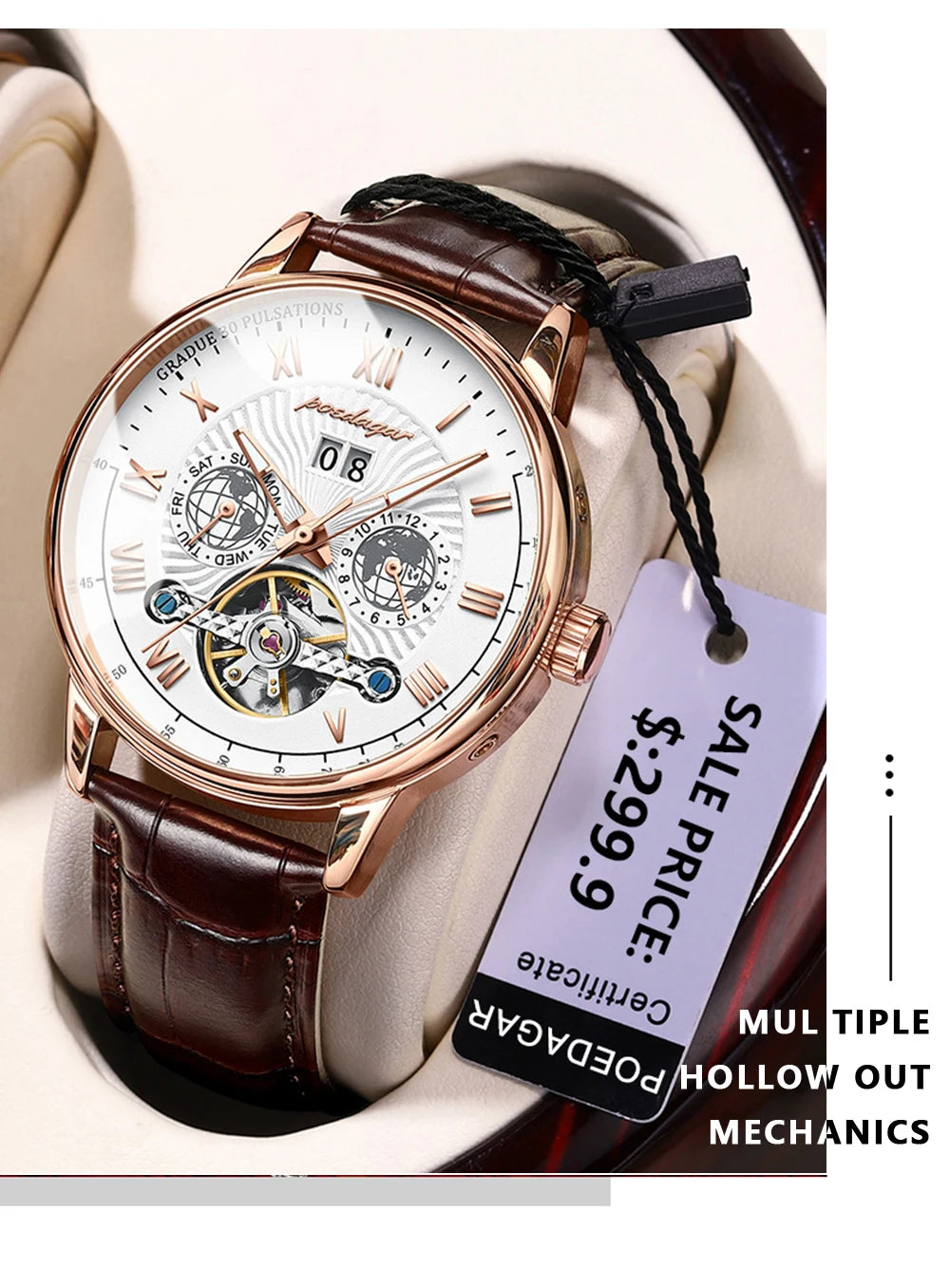 POEDAGAR Luxury Men Wristwatch Waterproof Date Week Automatic Multi Shop24