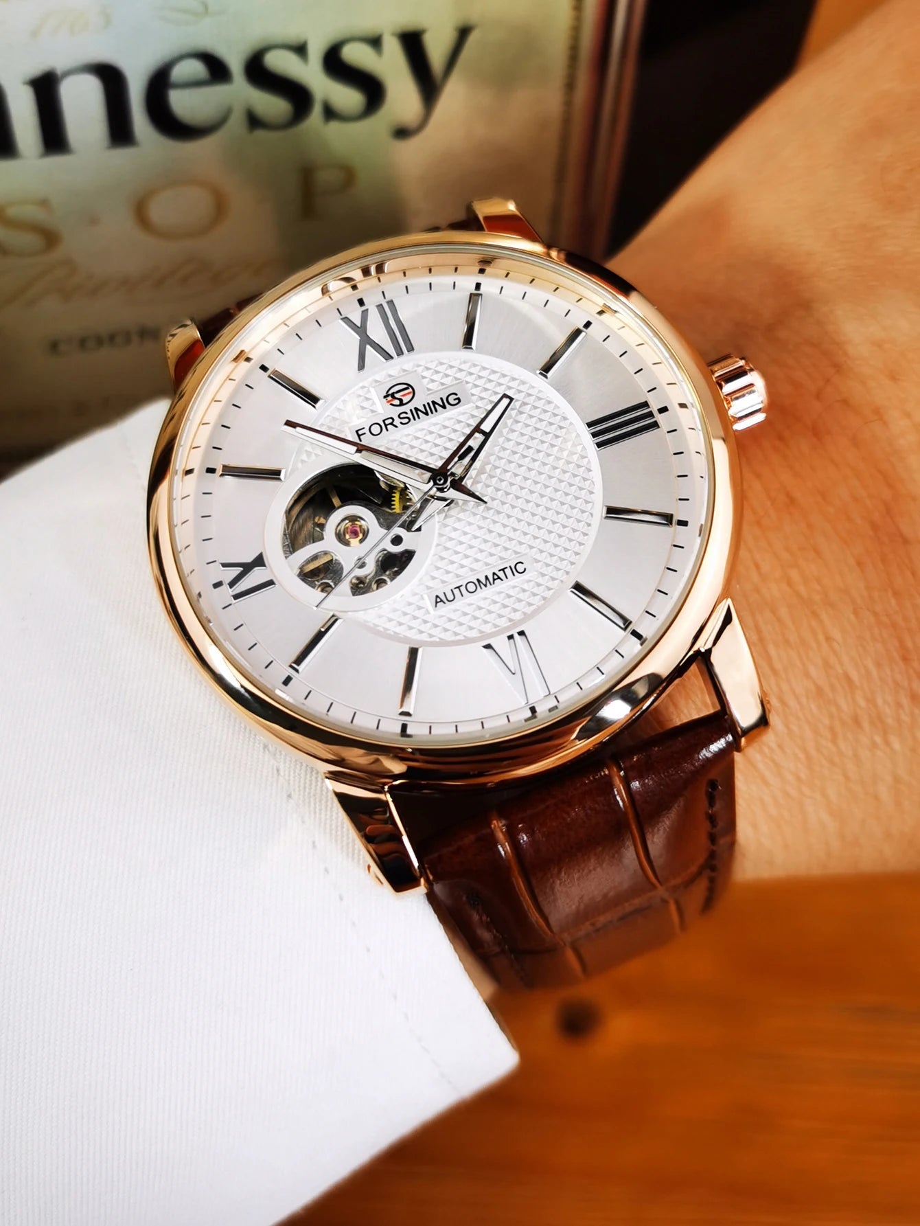 Forsining Fashion Skeleton Mechanical Watch for Men Green Multi Shop24