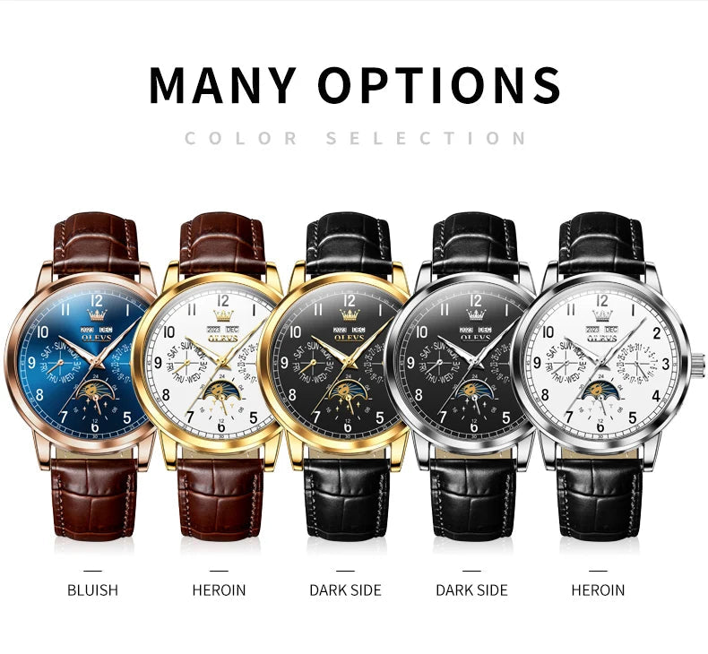 OLEVS 6698 Mens Watch Luxury Dress Brand Moon Phase Automatic Multi Shop24