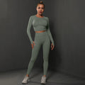 2Pcs Women Sets Energy Seamless Gym Suits Bubble Butt Sports Pants+Long Sleeve Shirts Push Up Running Sets Tracksuits Tights Set MultiShop24