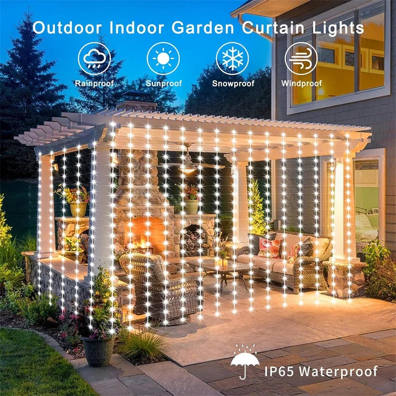 Solar LED Curtain Light Outdoor Garland Solar Fairy String Light - Multi Shop24