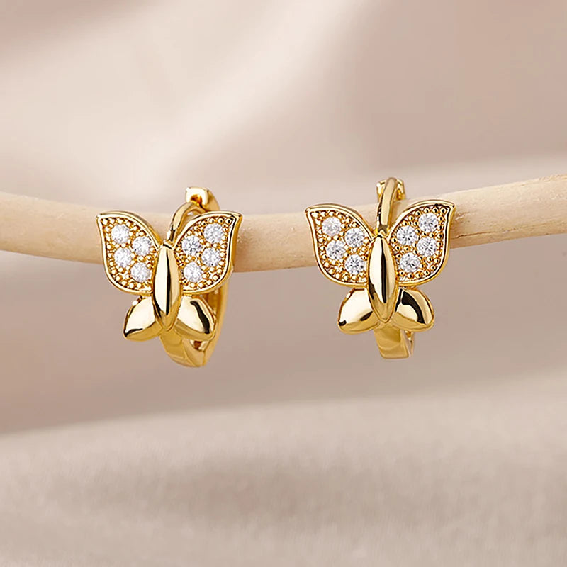 Butterfly Earrings For Women Girls Modern Gold Color Stainless Steel Earrings 2026 Trend