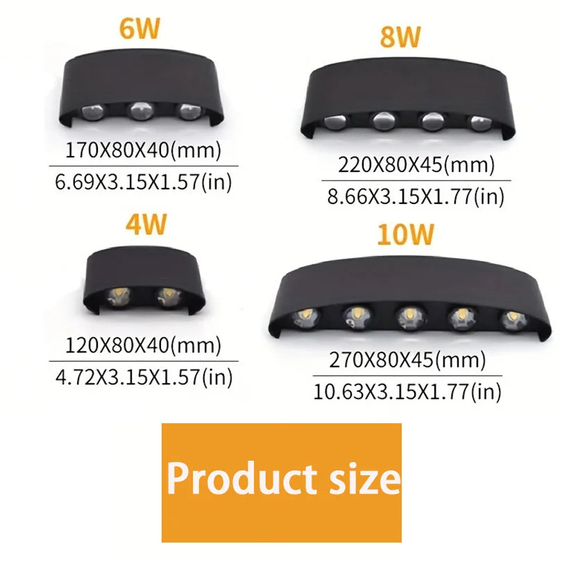 2pcs Outdoor LED Wall Light IP65 Waterproof Garden - Multi Shop24