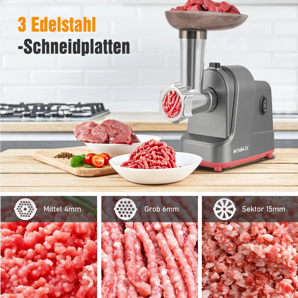 Electric Meat Grinder with 3 Stainless Steel Cutting Plates - Multi Shop24