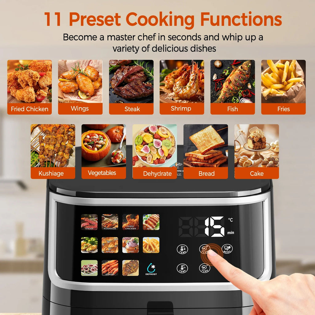 Patbrela Non-fat fryer 8L Large Hot Air Frye with Led Screen 11 Preset Functions Multi Shop24