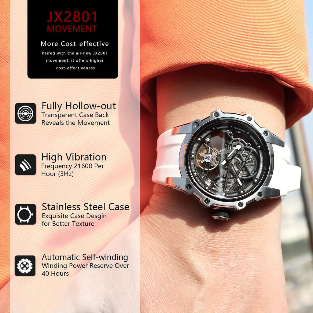 MEGIR Skeleton Dial Automatic Mechanical Watch Men Multi Shop24