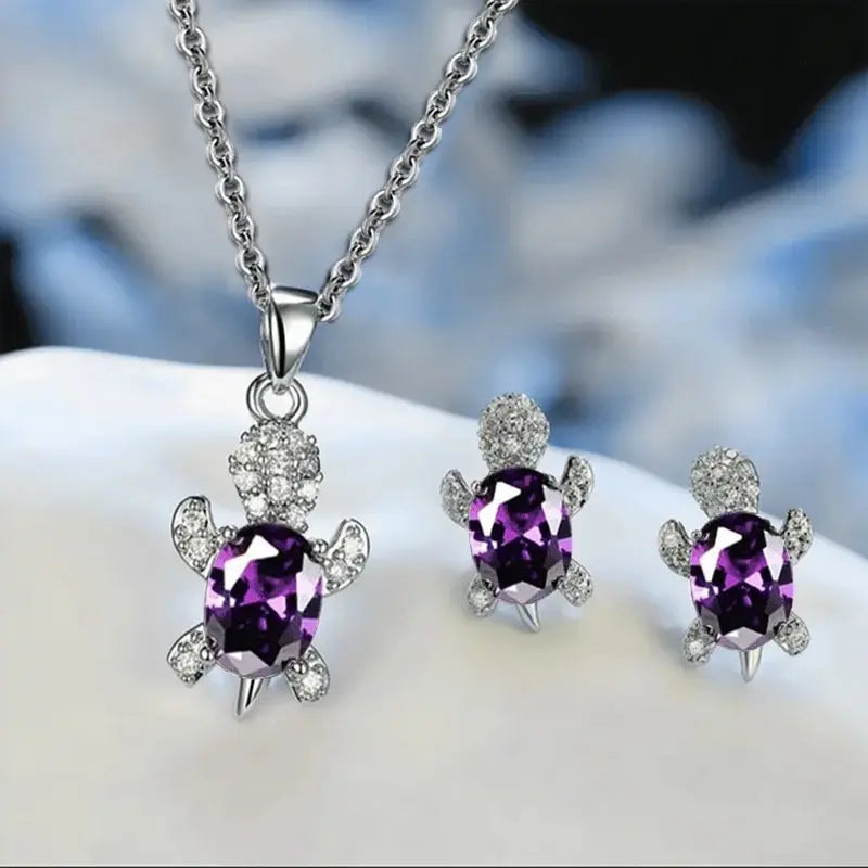 Silver-plated Necklace Earrings Set Ladies Light Luxury Fashion Style
